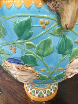 Lot 76 - A Minton Majolica Urn, 1864, of ovoid form...
