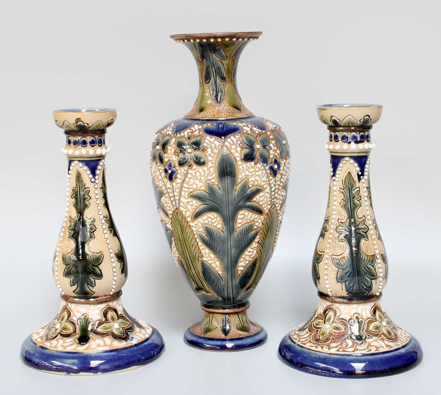 Lot 310 - A Pair Of Fulham Pottery Stoneware...