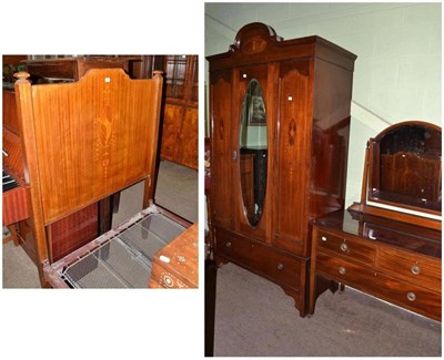 Lot 608 - An Edwardian inlaid mahogany three piece bedroom suite