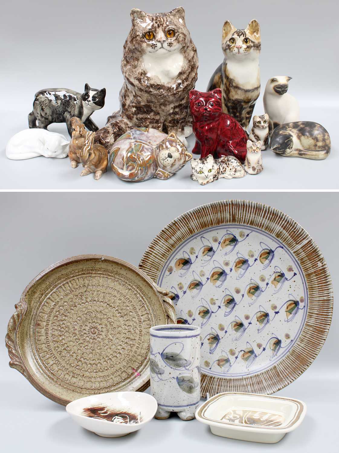 Lot 415 - Winstanley Pottery, various models of cats,...