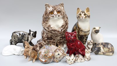 Lot 415 - Winstanley Pottery, various models of cats,...