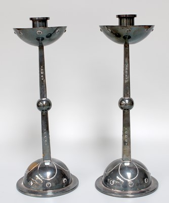 Lot 1 - A Pair of German Silver Plate Candlesticks, by...
