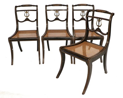 Lot 798 - A Set of Six Regency Ebonised, Gilt Metal and...