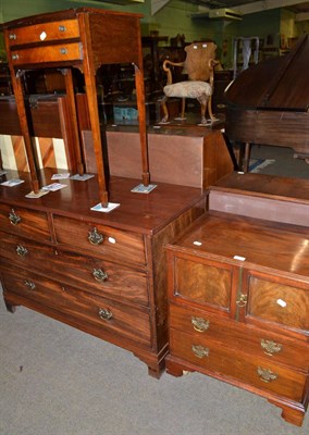 Lot 616 - A Georgian style mahogany pot cupboard, a dressing chest and a small mahogany two drawer side table