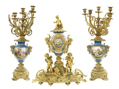 Lot 232 - A French Ormolu and Porcelain Mounted Striking...