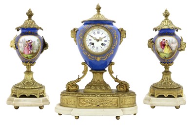 Lot 229 - A French Gilt Metal and Porcelain Mounted...