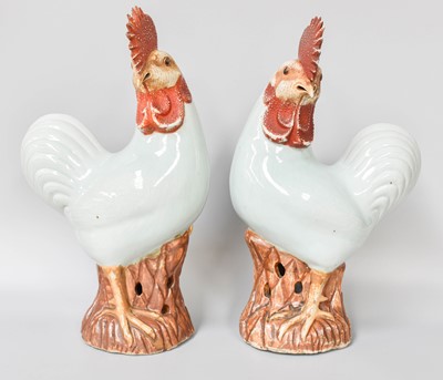 Lot 316 - A Pair of Chinese Porcelain Cockerels,...