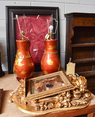 Lot 379 - A Giltwood and Gesso Rococo Style Wall Shelf,...