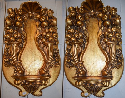 Lot 1308 - A Giltwood and Gesso Rococo Style Wall Shelf,...