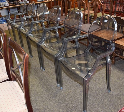 Lot 1451 - A Set of Six Ghost Style Chairs, smoke grey...