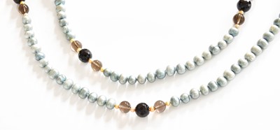 Lot 16 - A Cultured Pearl and Smoky Quartz Necklace,...