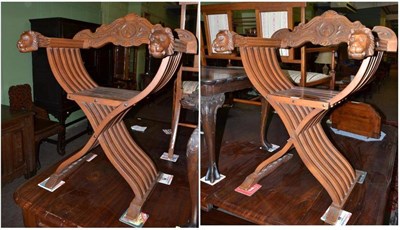 Lot 638 - A pair of Savonarola folding chairs