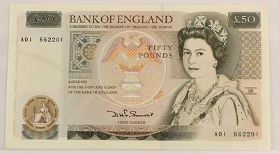 Lot 436 - Bank of England, Series D £50 note, First Run;...