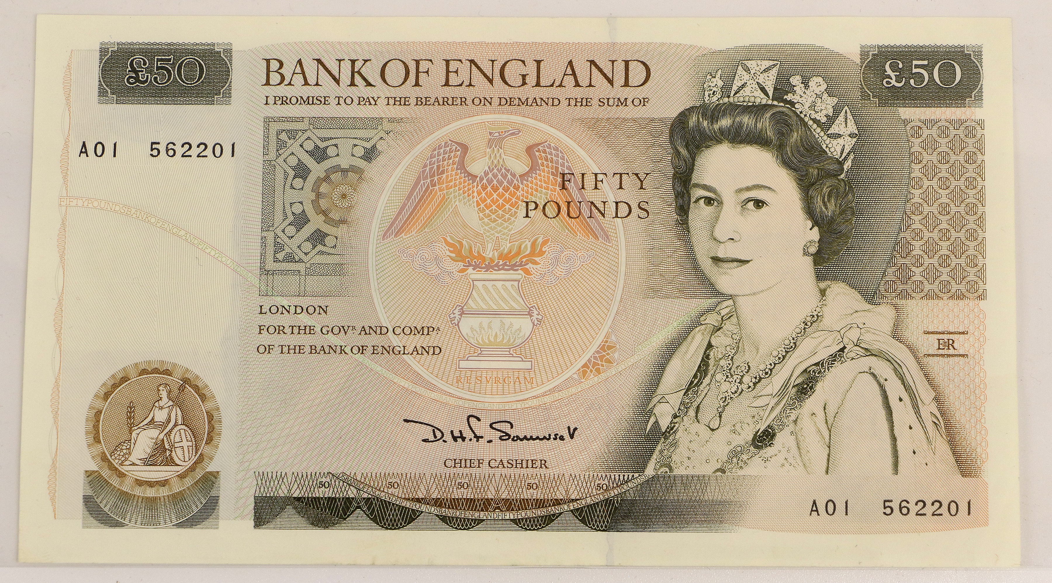 Lot 436 - Bank of England, Series D £50 note, First
