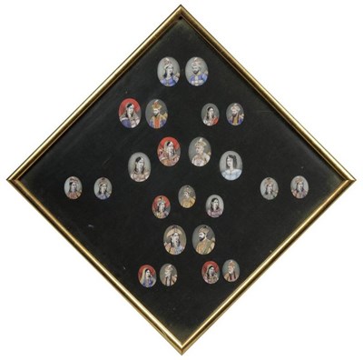 Lot 283 - A Set of Twenty-Three Indian Oval Portrait Miniatures, 19th century, each as a Maharaja or consort