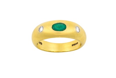Lot 2116 - An 18 Carat Gold Emerald and Diamond Three...