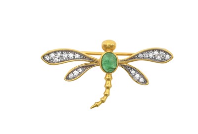 Lot 2156 - Two 18 Carat Gold Gem-Set Dragonfly Brooches...