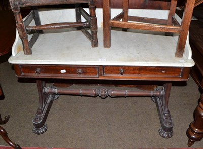 Lot 645 - A Victorian mahogany and marble topped washstand, the drawer stamped Johnstone & Jeanes, 67...