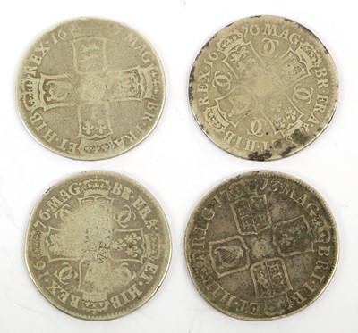 Lot 67 - 4x Mixed 17th and 18th Century Halfcrowns,...