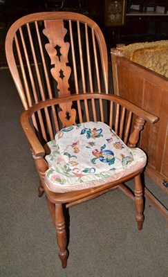 Lot 656 - An ash and elm high back Windsor chair