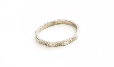 Lot 158 - A Band Ring, stamped 'PLATINUM', finger size U