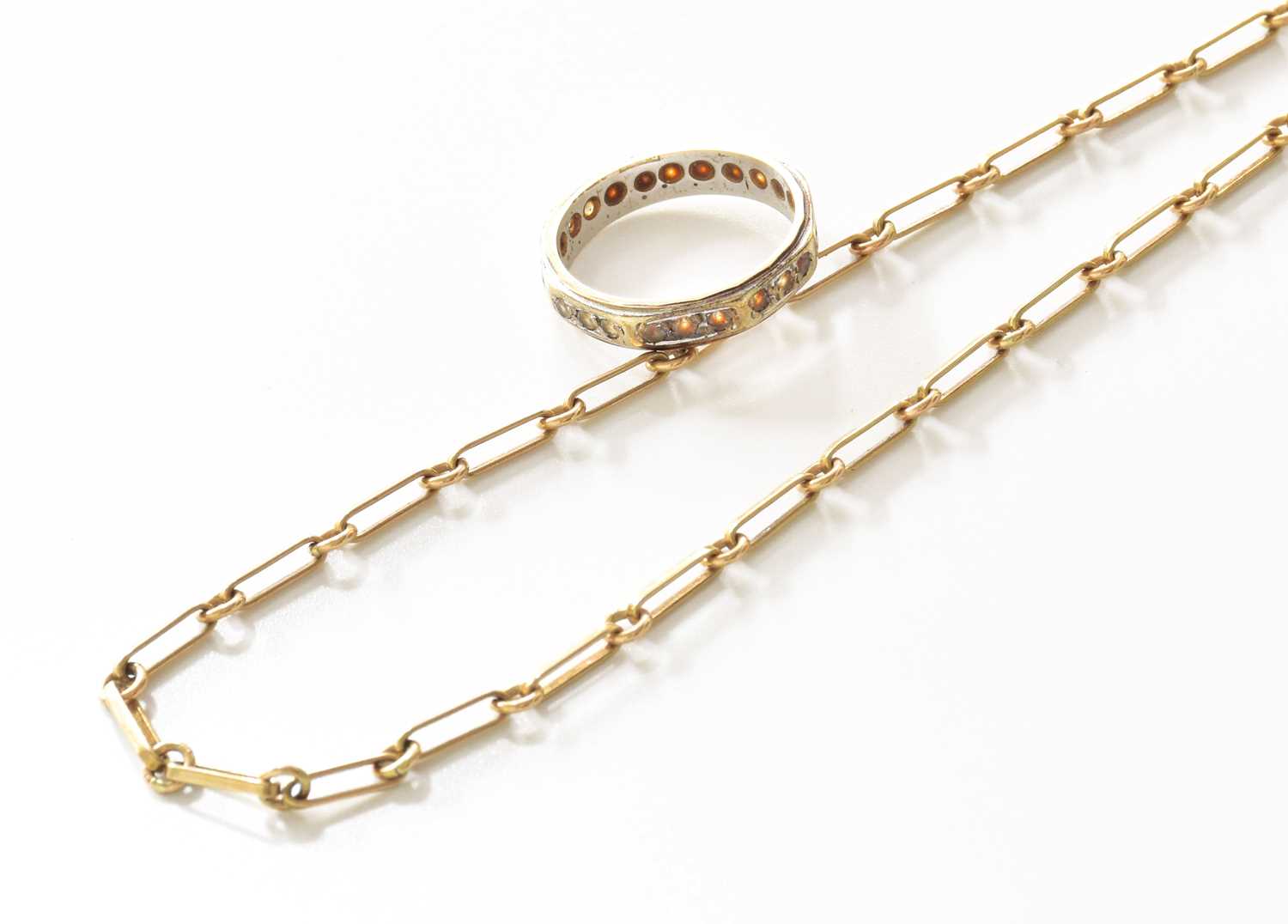 Lot 242 - A 9 Carat Gold Chain, formed of rectangular...