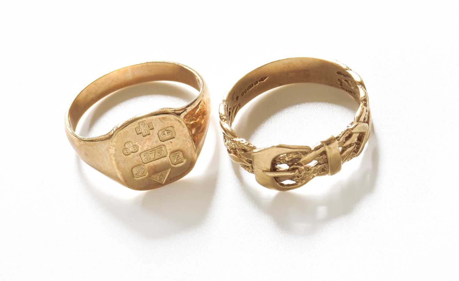 Lot 285 - A 9 Carat Gold Signet Ring, finger size W; and...