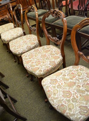 Lot 674 - Set of five Victorian walnut balloon back salon chairs