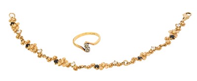 Lot 32 - A 9 Carat Gold Gem-Set Bracelet, length 19.5cm;...