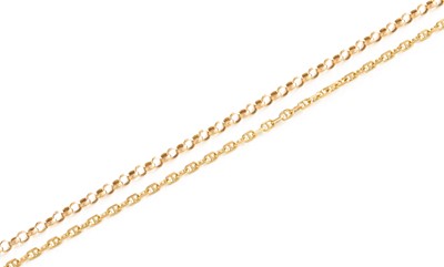 Lot 29 - Two 9 Carat Gold Chains, length 47.8cm and 52cm