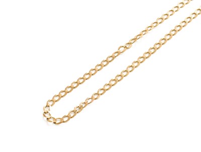 Lot 26 - A 9 Carat Gold Flat Curb Link Necklace, length...