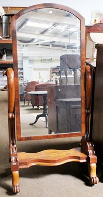 Lot 1473 - A Victorian Mahogany Cheval Mirror, on reeded...