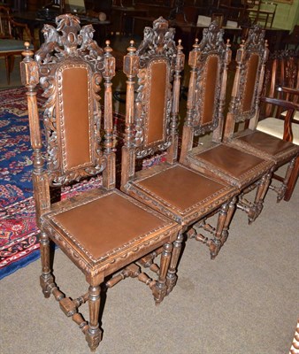 Lot 680 - Set of four Jacobean style chairs