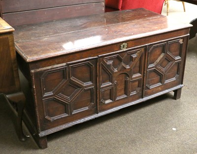 Lot 1429 - An 18th Century Oak Geometric Fronted Coffer,...