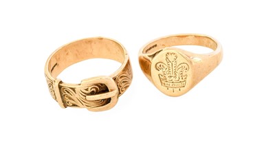 Lot 37 - A 9 Carat Gold Signet Ring, finger size Q1/2;...
