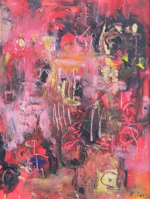 Lot 1033 - R* Lees (Contemporary) Abstract in red Signed,...