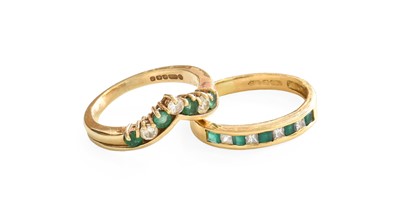 Lot 110 - A 9 Carat Gold Emerald and Diamond Wishbone...