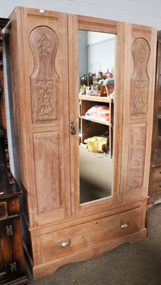 Lot 1405 - A Carved and Mirrored 20th Century Wardrobe,...