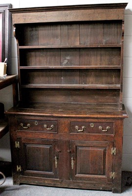 Lot 1237 - An 18th century Oak Dresser and Rack, 124cm by...