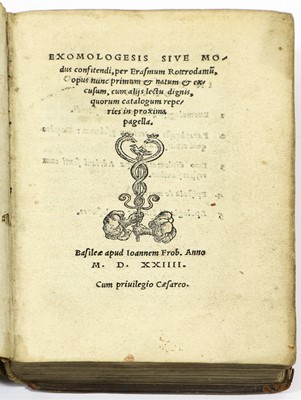 Lot 63 - Erasmus [Desiderius]. Exomologesis Sive Modus...