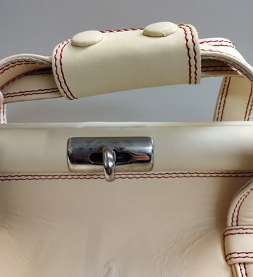 Lot 1004 - A Schedoni Cream Leather and Red Stitched...