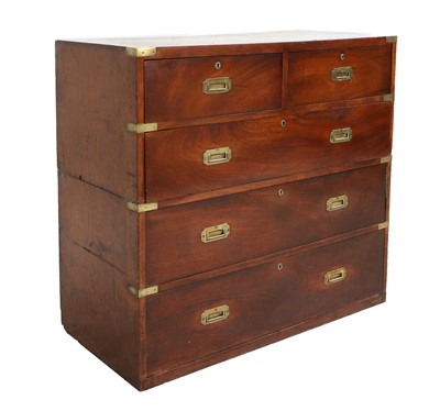 Lot 860 - A Mahogany and Brass-Bound Campaign Chest, 2nd...