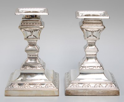 Lot 1032 - A Pair of Victorian Silver Candlesticks, by...