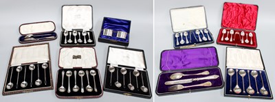 Lot 1080 - A Collection of Assorted Cased Silver Items,...