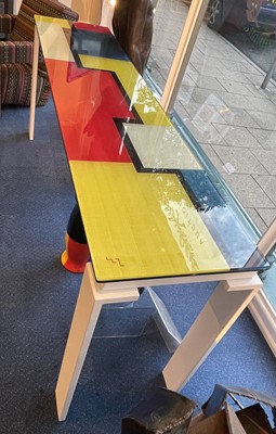 Lot 354 - De Stijl Style Console Table, the top in red,...