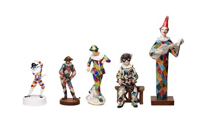 Lot 372 - A Pair of Bing & Grondahl Harlequin Figures,...