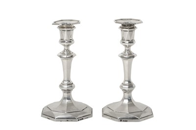 Lot 2117 - A Pair of George V Silver Candlesticks