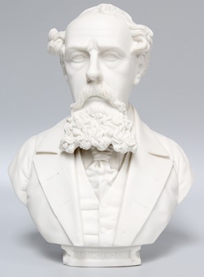 Lot 353 - A Parion Ware bust of Charles Dickens.