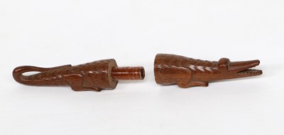 Lot 2149 - Novelty Treen Crocodile Needle Case, with...