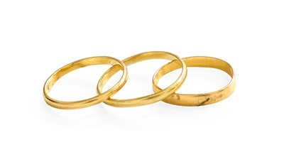 Lot 69 - Two 22 Carat Gold Band Rings, finger sizes I...